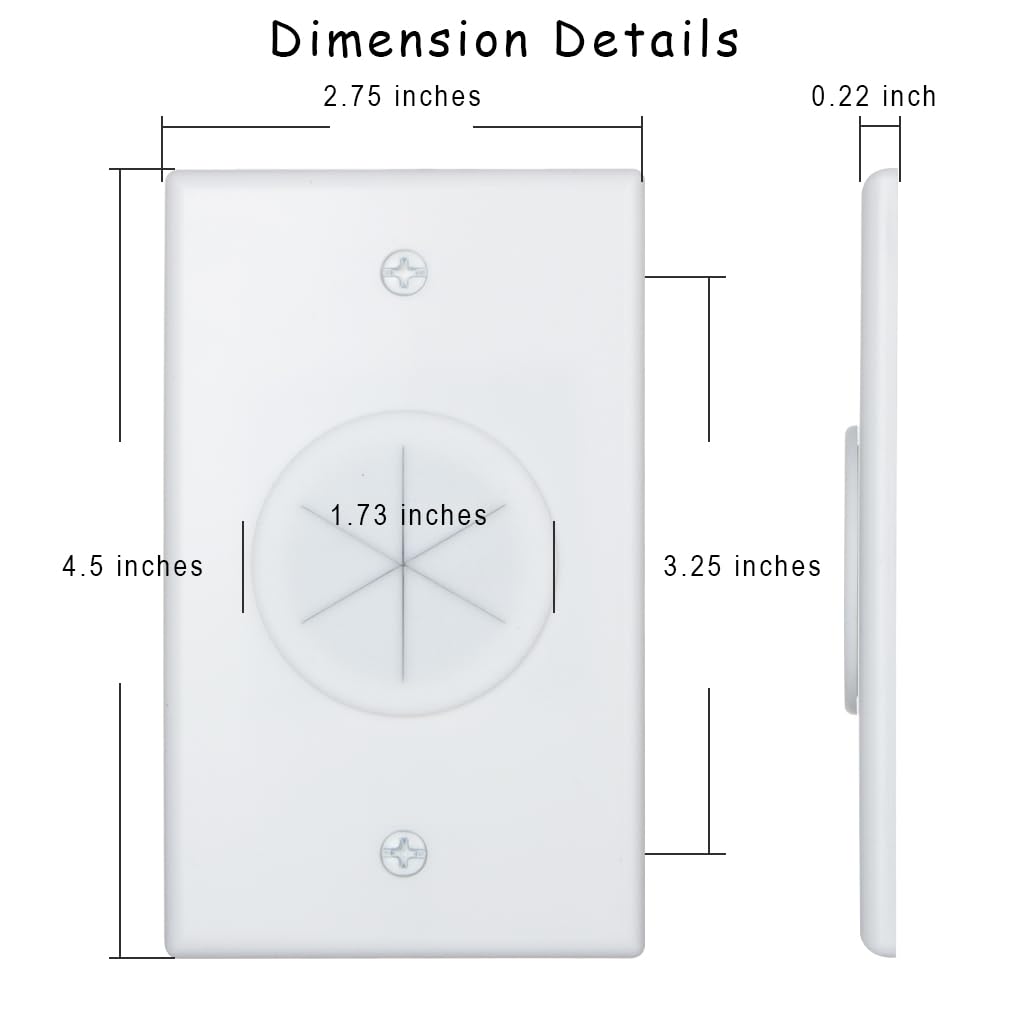 Syunko white 1-gang wall plate complements decor while concealing cables.