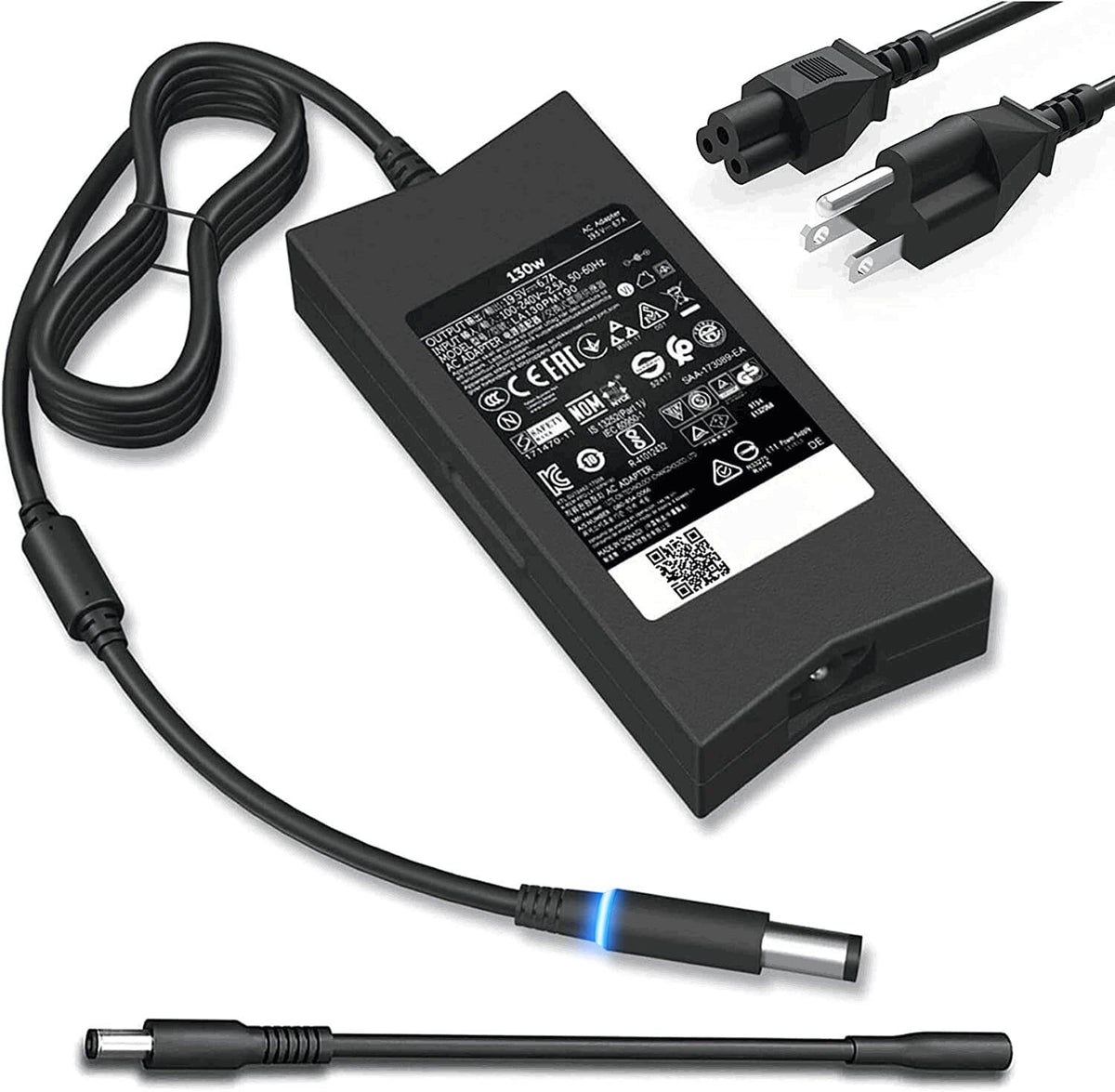 SZGUDULO 130W adapter front view showing durable casing and connector for reliable charging