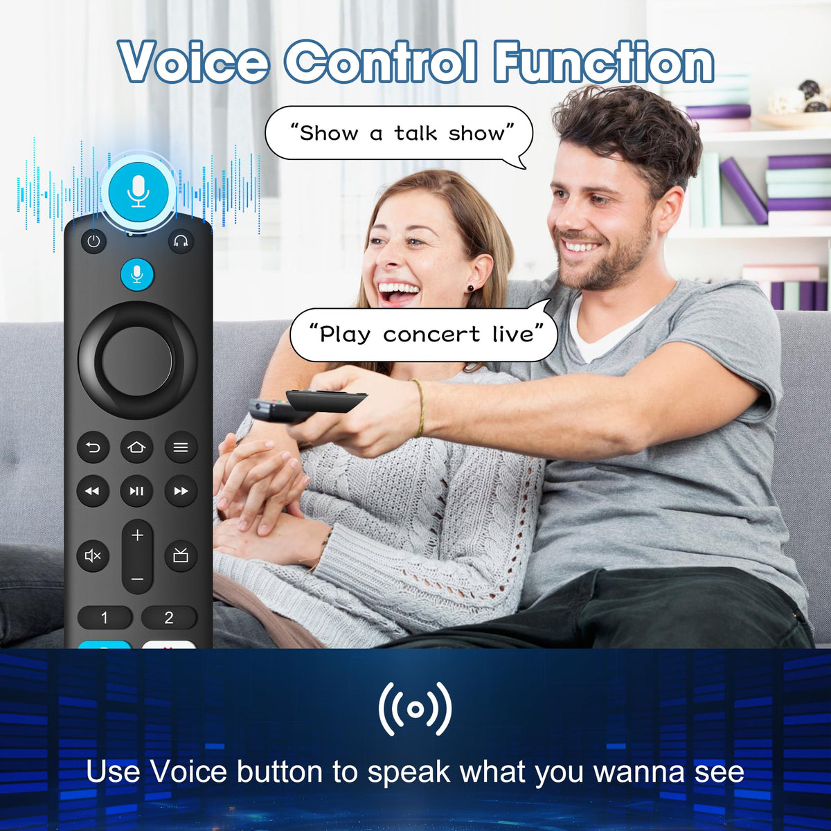 SZILBZ Smart TVs Stick 4K remote supports voice and shortcuts for instant access.