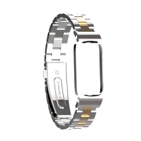 T-BLUER Fitbit Luxe buckle closeup demonstrates a secure dual folding clasp.