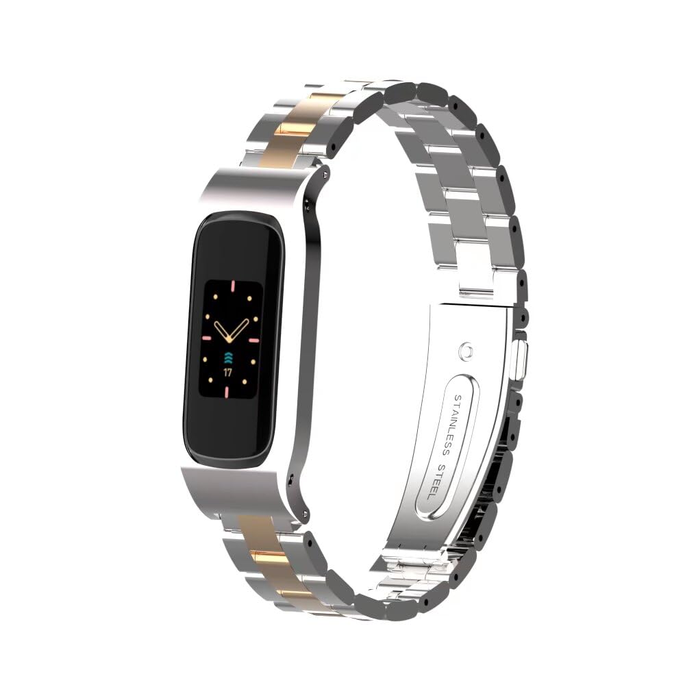 T-BLUER Fitbit Luxe shiny stainless steel finish conveys premium quality.