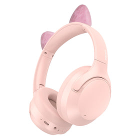 T-fun active noise cancelling headphones pink close-up for immersive listening and comfort.