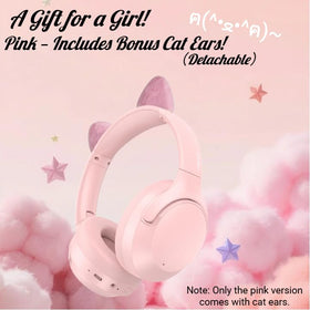 T-fun cat-ear design pink headsets for stylish commuting and fun listening.