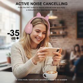 T-fun foldable headphones pink for compact travel and easy storage.