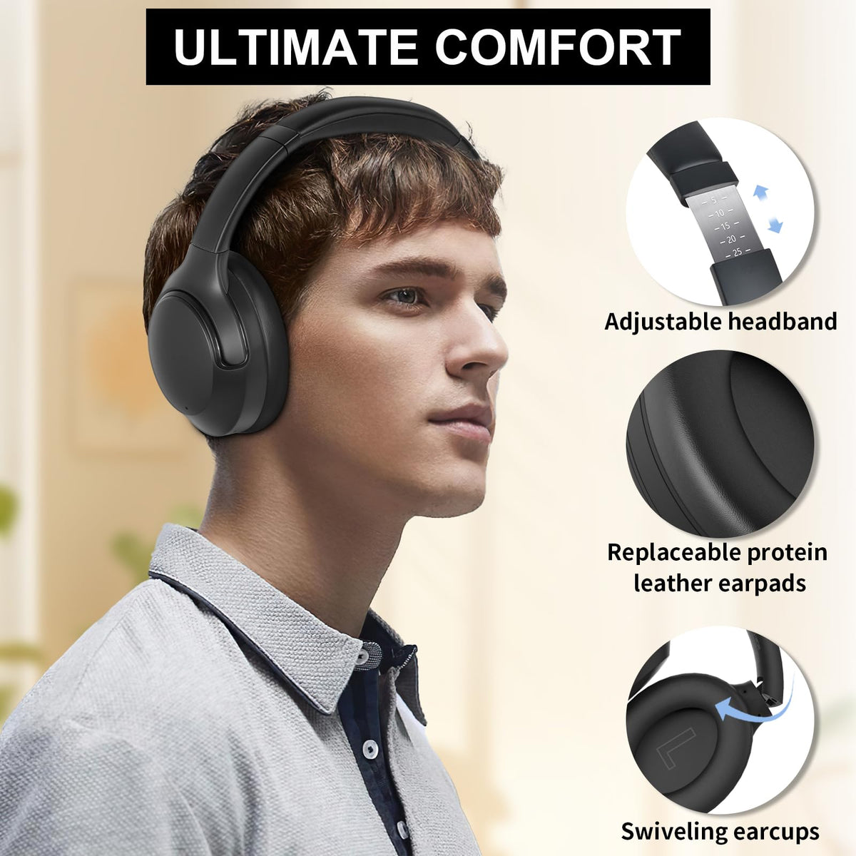 T-Fun NC50 skin-friendly leather keeps ears comfortable over hours.