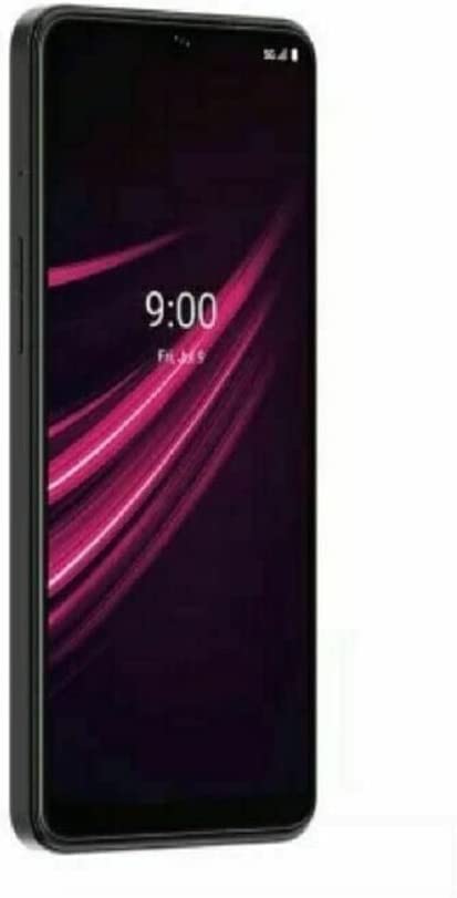 T-Mobile REVVL V+ 5G Nebula Black smartphone, renewed, ready for fast 5G connectivity.