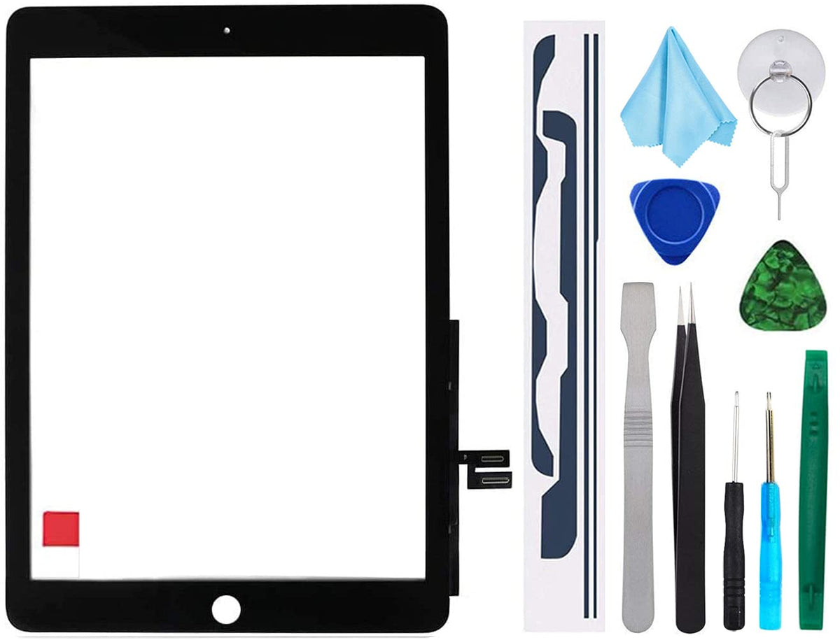 T Phael black digitizer front view for iPad 7th and 8th gen, restores touch responsiveness.