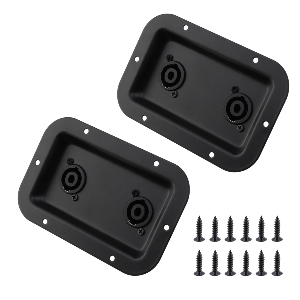 T Tulead front view of dual Speakon jack plate showing clean mounting profile and durability