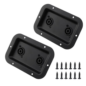 T Tulead front view of dual Speakon jack plate showing clean mounting profile and durability
