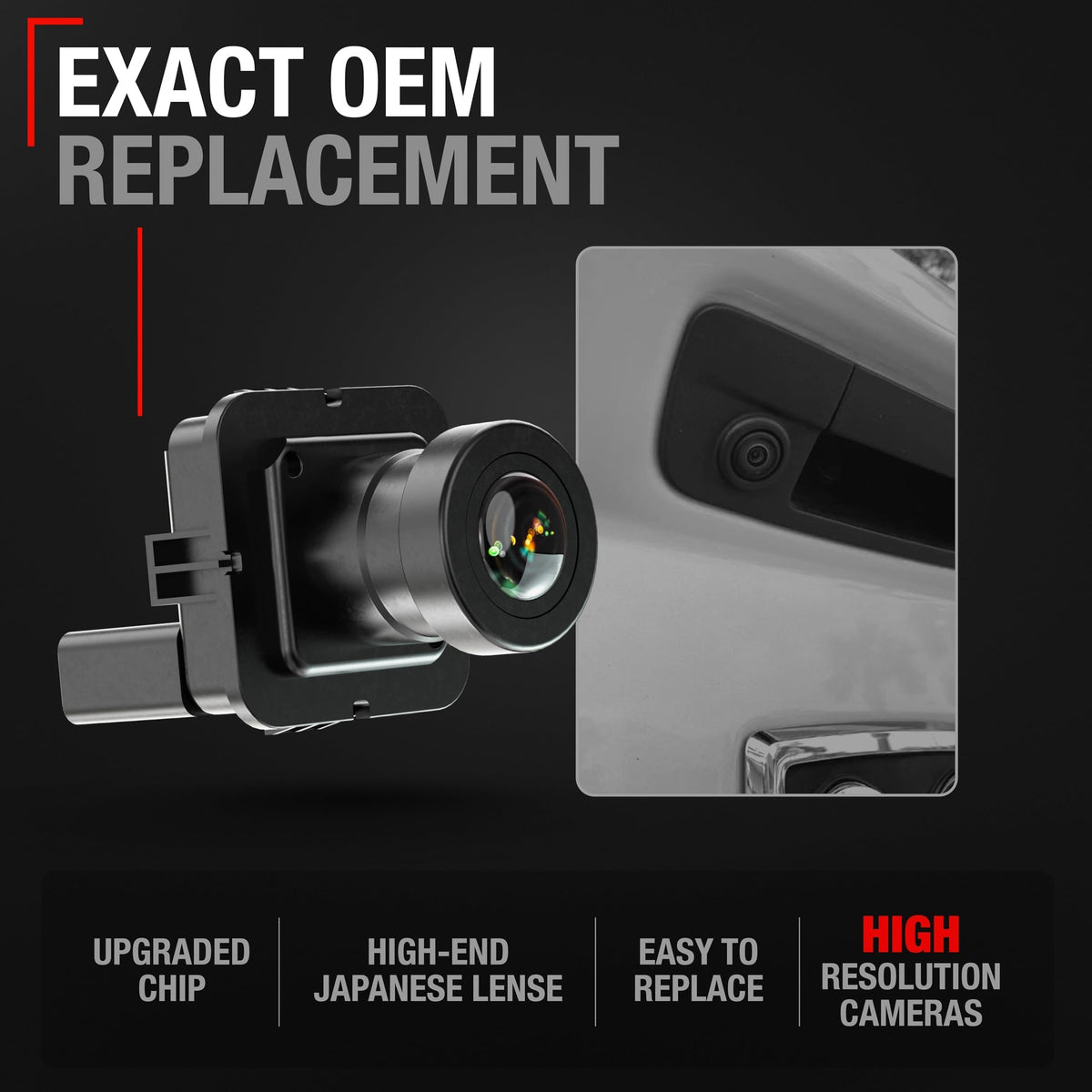 T1A rear view camera lens closeup showing crystal-clear imaging