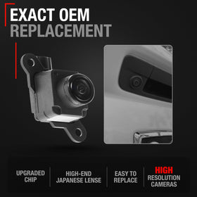 T1A rear view camera on Ram 2500—side-angle view enhances blind-spot checks.