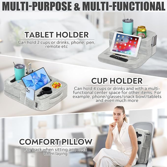 TabCouchCaddy cup wells with plastic inserts for steady drinks benefit