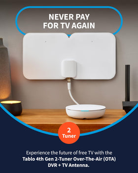 Tablo indoor 35-mile antenna delivers clear local channel reception.