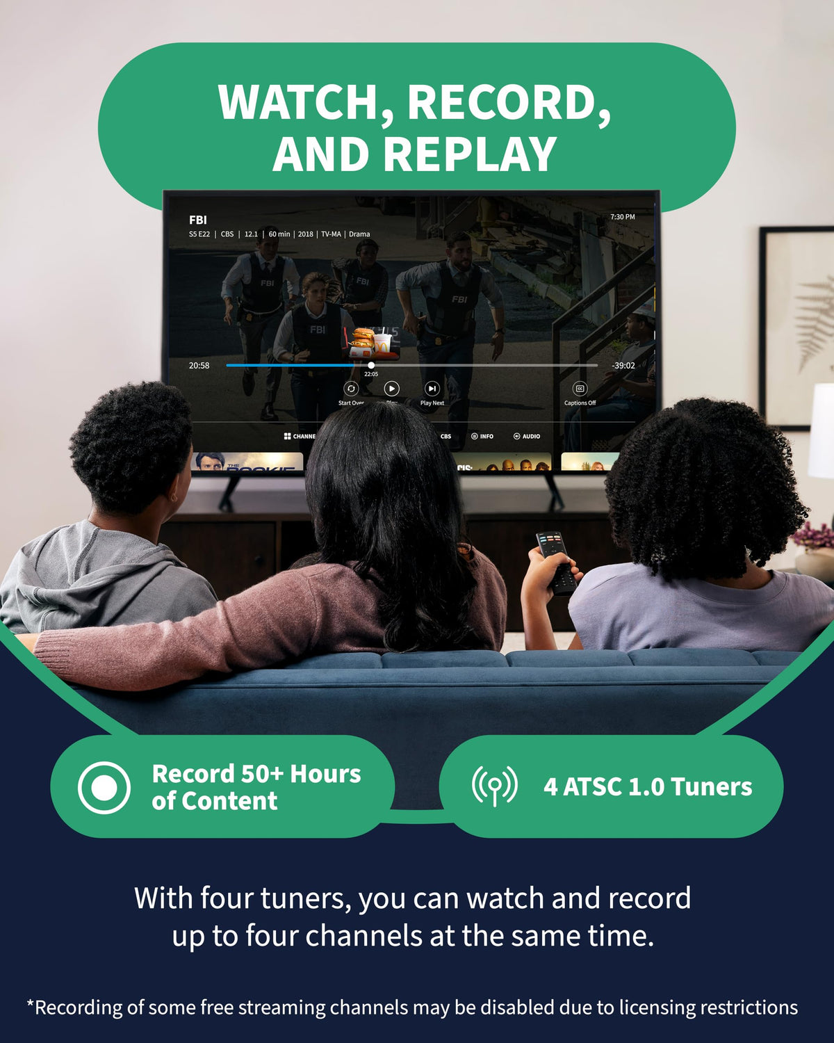 Tablo streaming to smart TVs and devices across the home.
