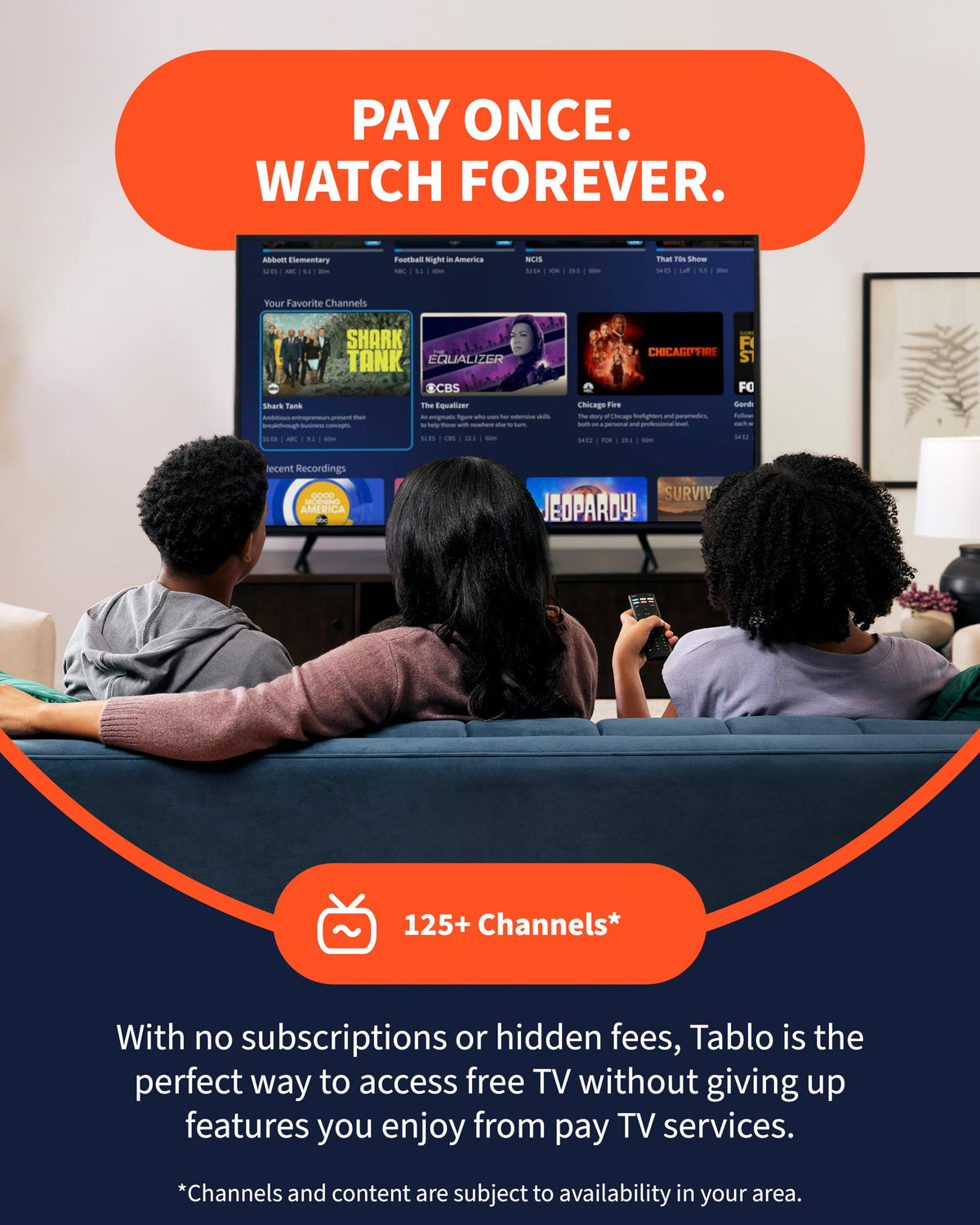 Tablo OTA DVR setup with antenna and mobile app on screen