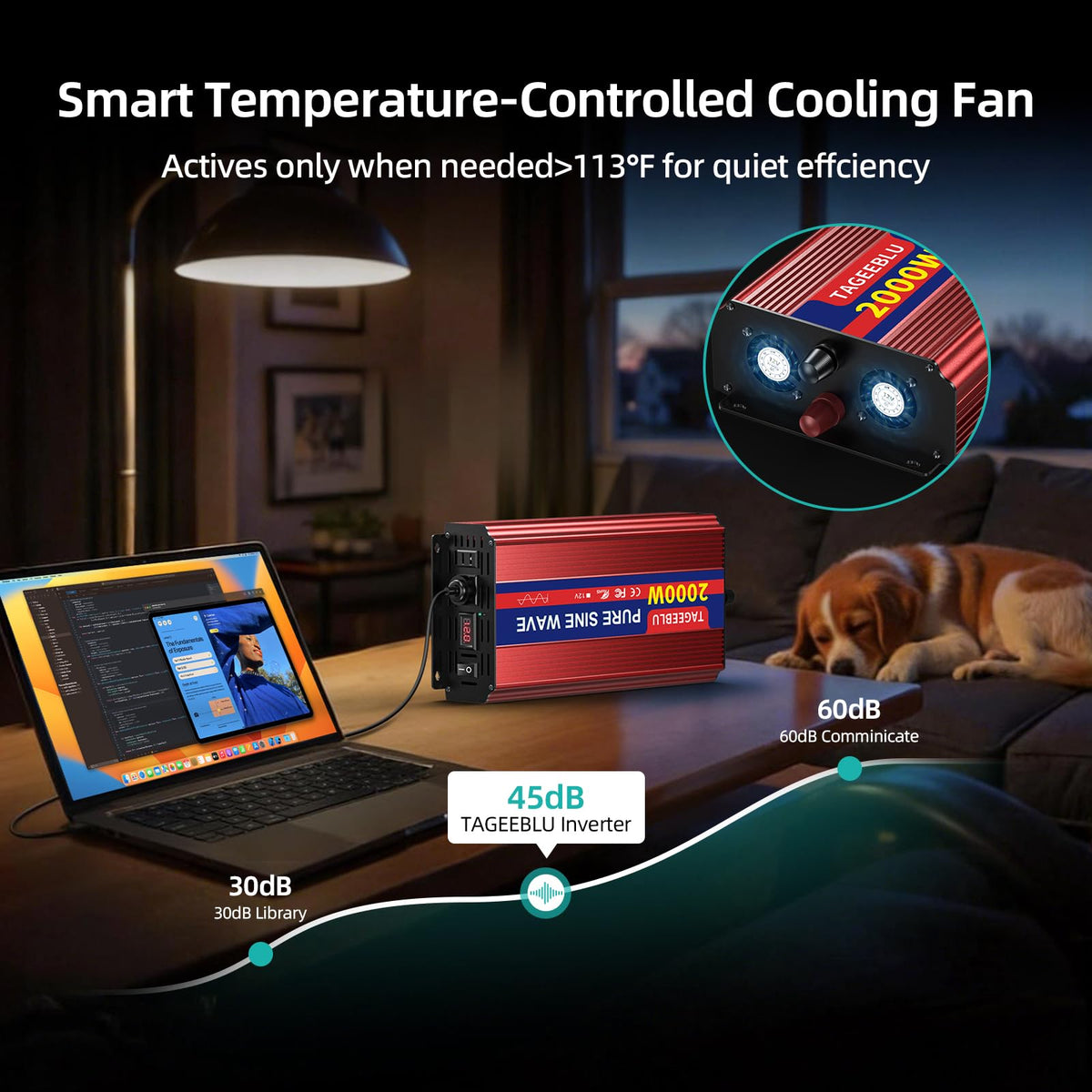 TAGEEBLU inverter supports up to 4000W peak to handle brief heavy loads.