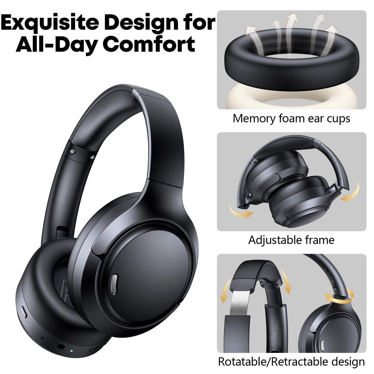 TAGRY A18 headphones 120h playtime ideal for long trips and daily use