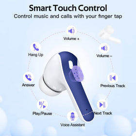 TAGRY earbuds held in hand to show compact size and travel convenience