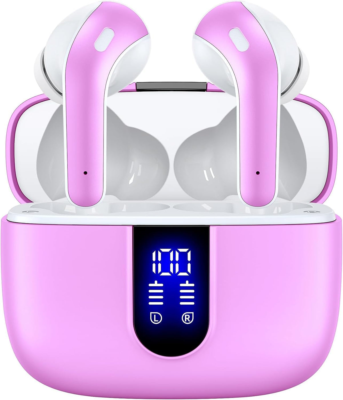 TAGRY X08 front packaging with earbuds and case showing benefit of clear display