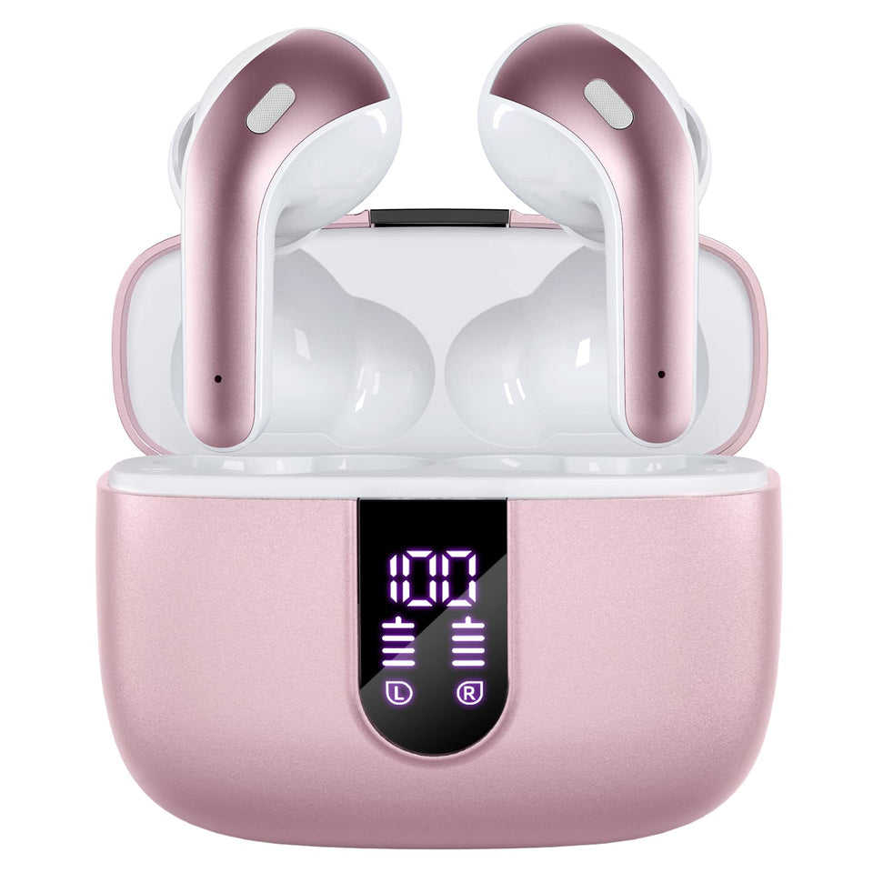 TAGRY earbuds and open case front view showing compact kit and portability
