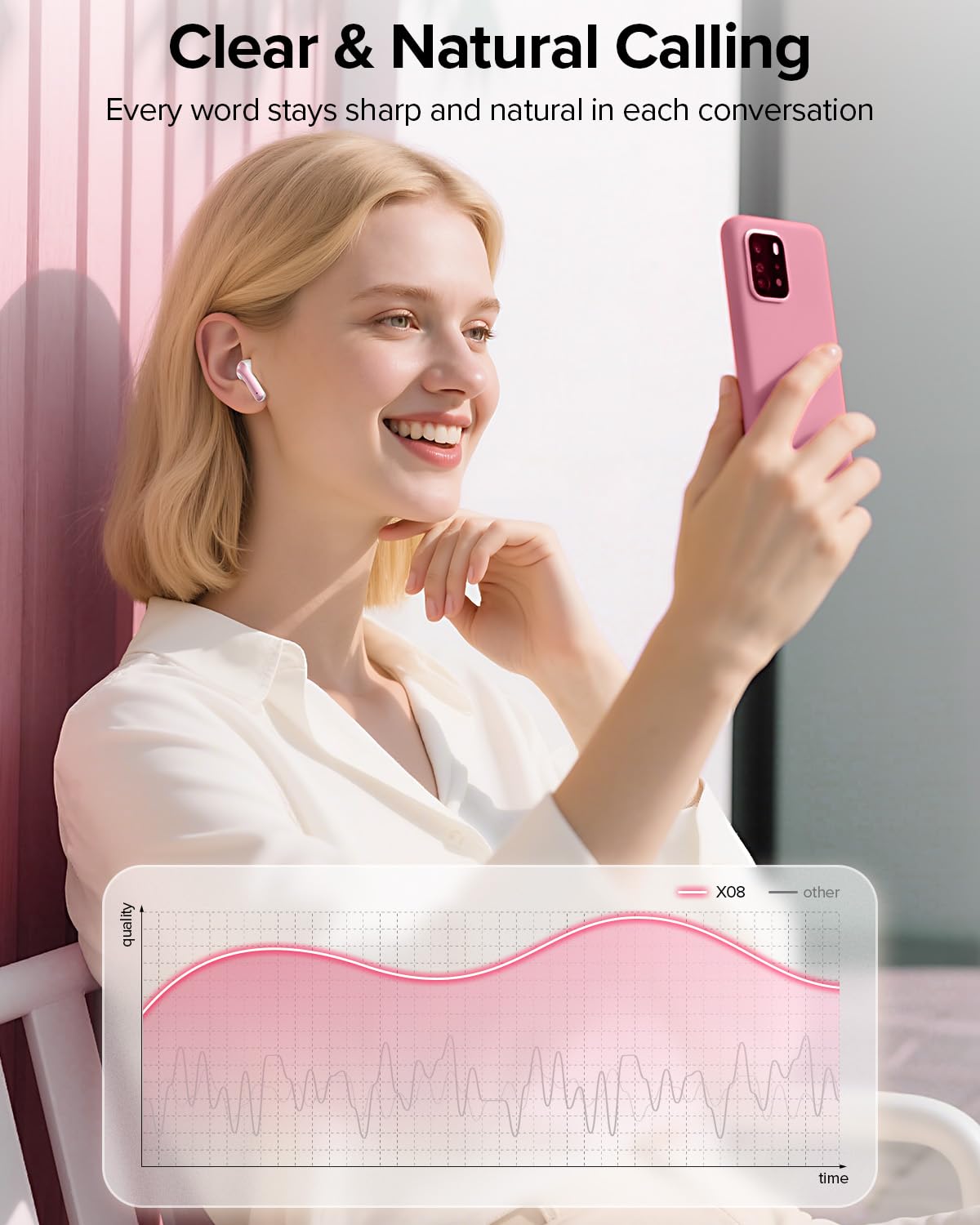 TAGRY earbud fitted in ear with silicone tip for secure comfortable seal