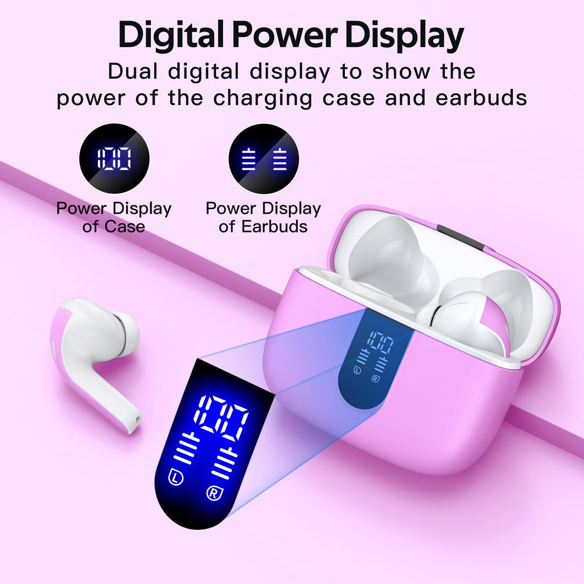 TAGRY X08 LED power display on case showing battery levels and charging status