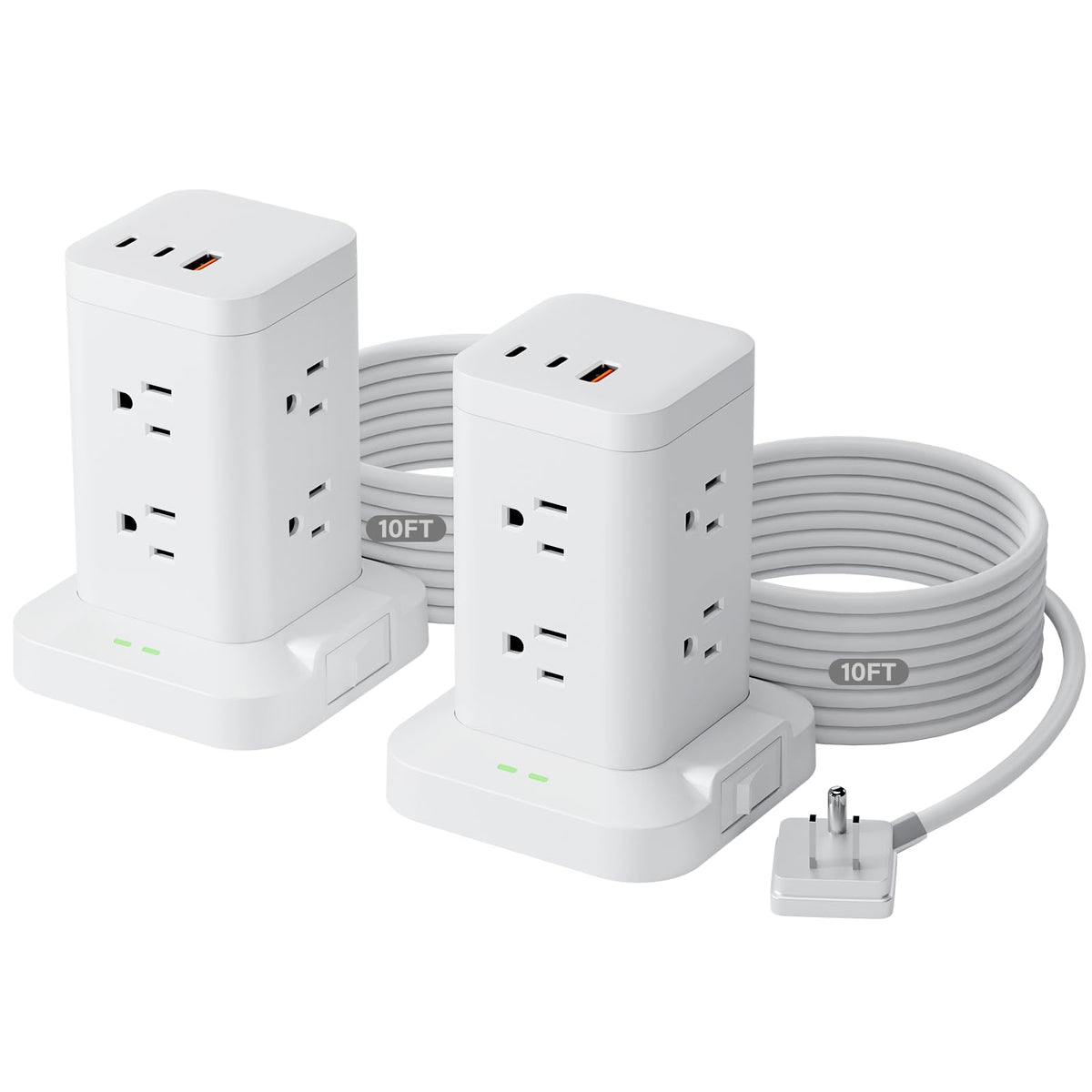 TAGZILO front view tower showing outlets and USB ports for organized charging