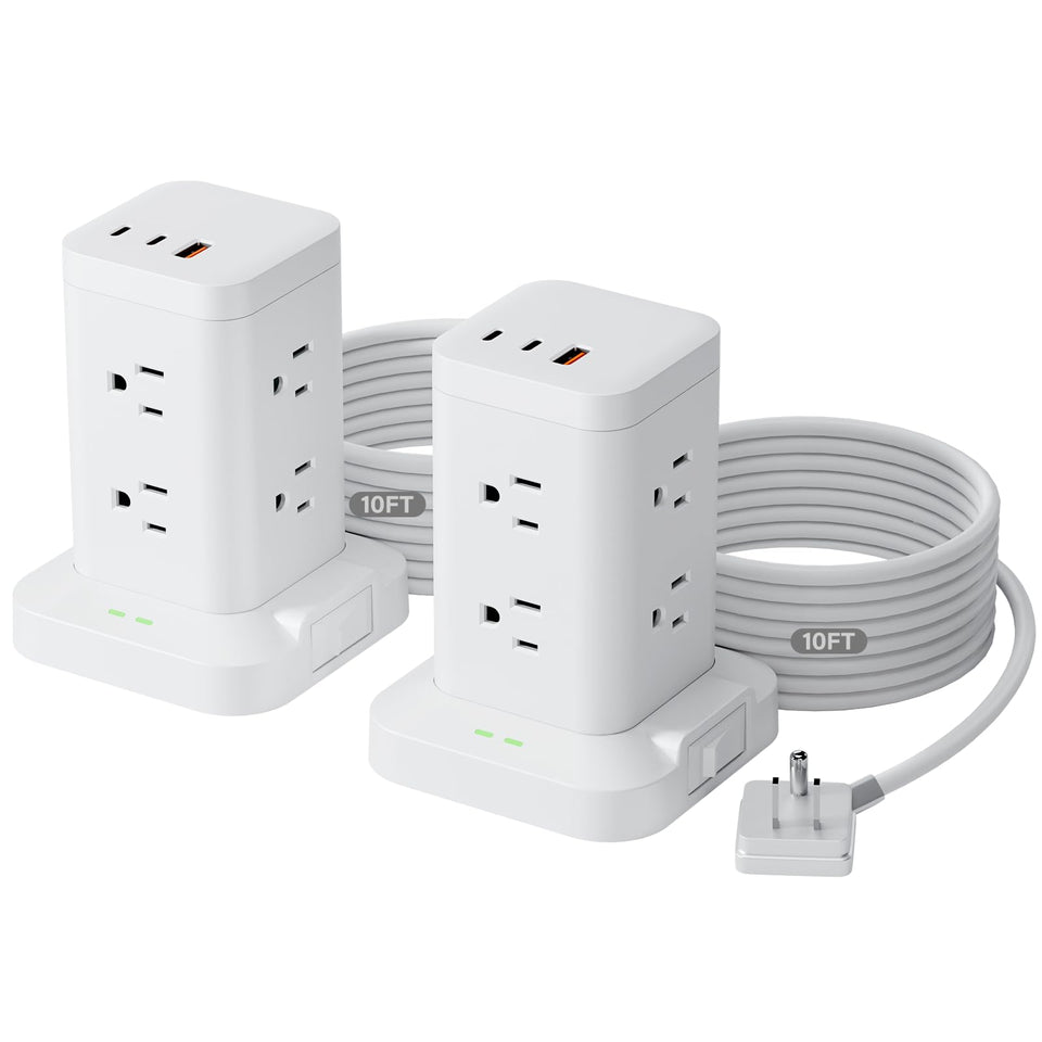 TAGZILO front view tower showing outlets and USB ports for organized charging