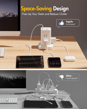 TAGZILO outlets spacing detail preventing bulky adapter blocking adjacent sockets