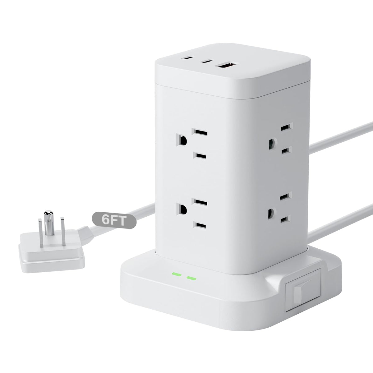 TAGZILO power strip tower with 8 outlets for organized desk power access