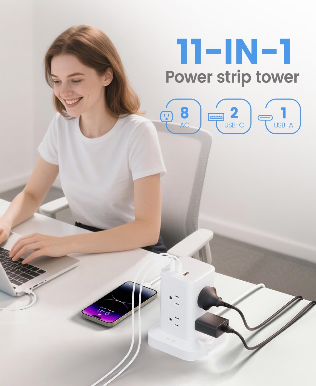 TAGZILO close-up of top showing USB-C PD20W and USB-A ports for fast charging