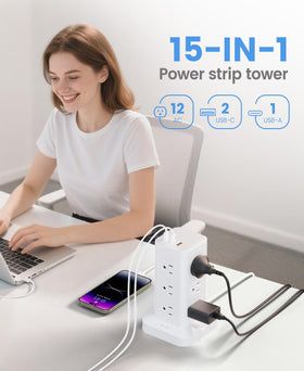 TAGZILO top view showing USB ports and AC sockets for fast multi-device charging benefit