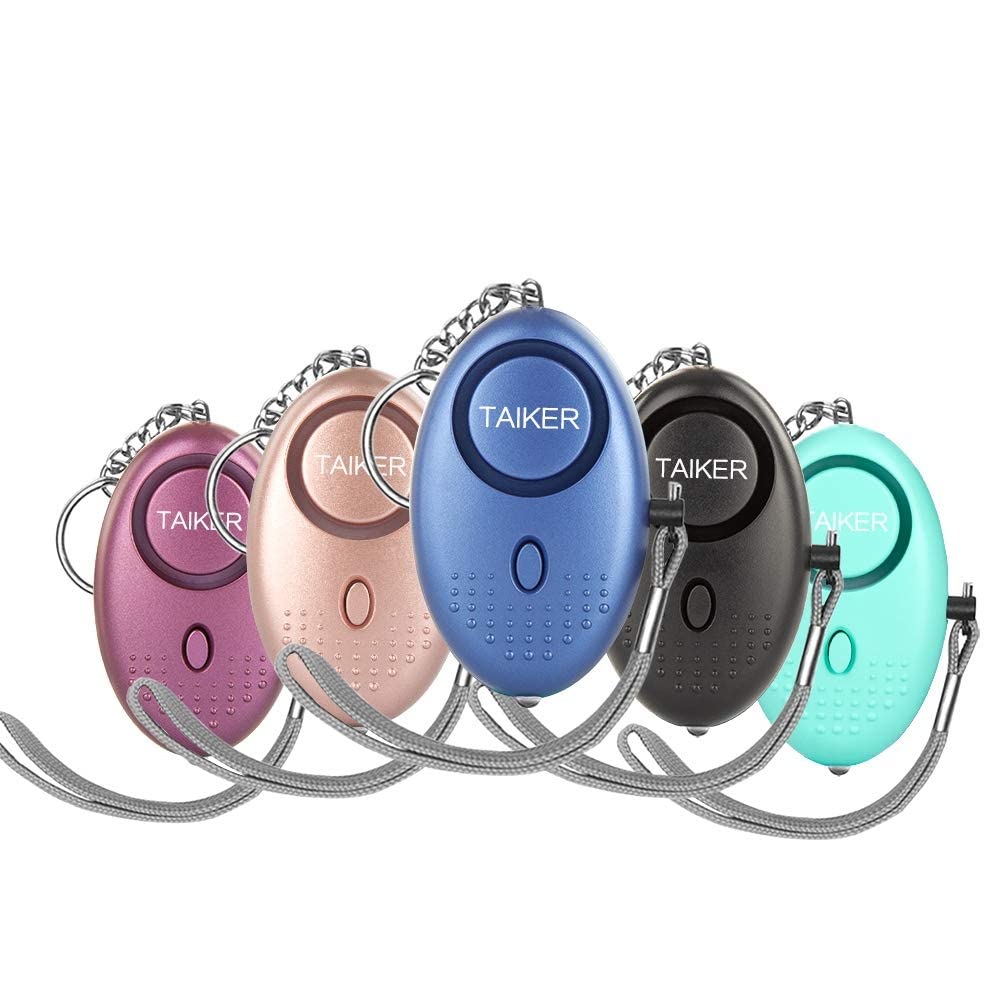 Taiker personal alarm five-pack front view highlights compact keychain design for everyday safety.
