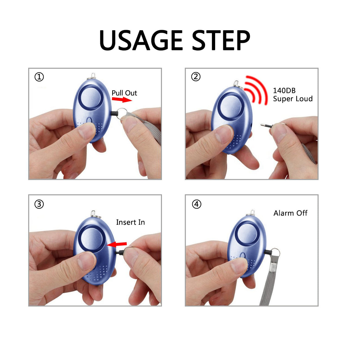 Taiker alarm being activated by pulling the pin for immediate alert.