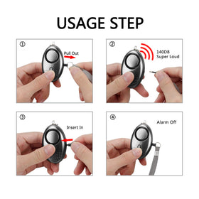 Taiker alarms next to keys showing scale and easy attachment benefit