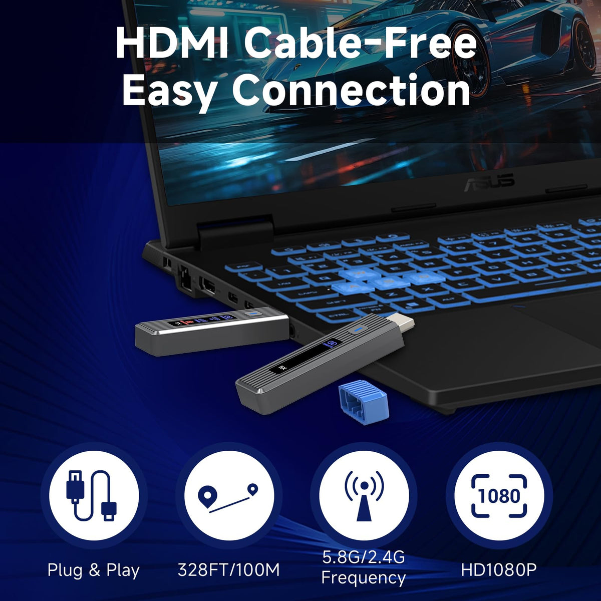 Taiquinix HDMI receiver with LED display providing status updates.
