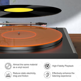 TAKMORK 12-inch compatibility ensures snug record fit on standard decks.