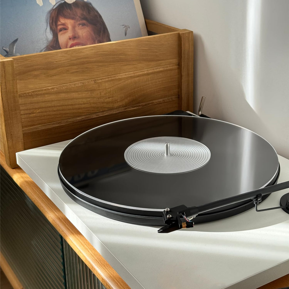 Close-up of TAKMORK slipmat showing anti-static acrylic surface.