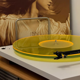TAKMORK acrylic slipmat yellow platter improves contact with records for cleaner playback.