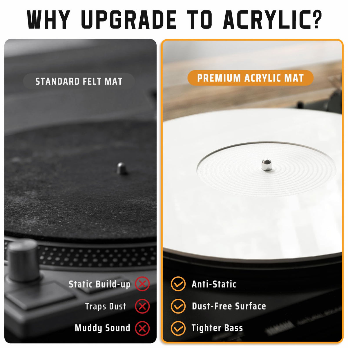 TAKMORK acrylic mat upgrade brightens colors and makes records pop.