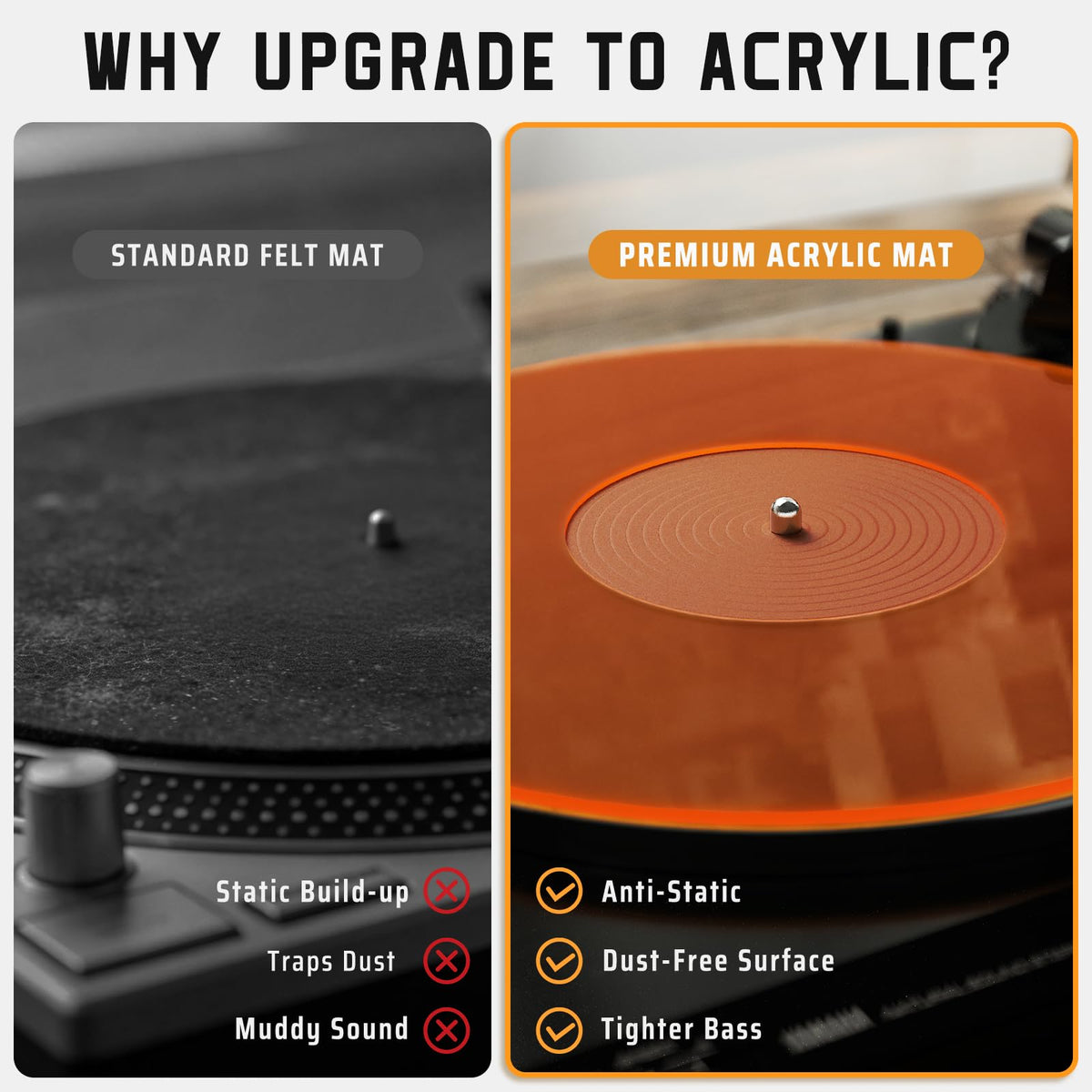 TAKMORK anti-static damped design reduces static and playback noise.