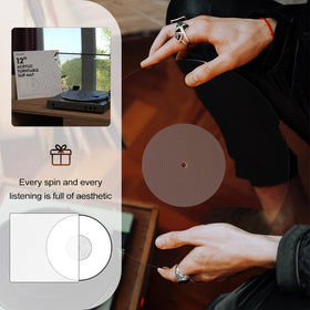 TAKMORK clear slipmat adds aesthetic appeal while preserving record colors.