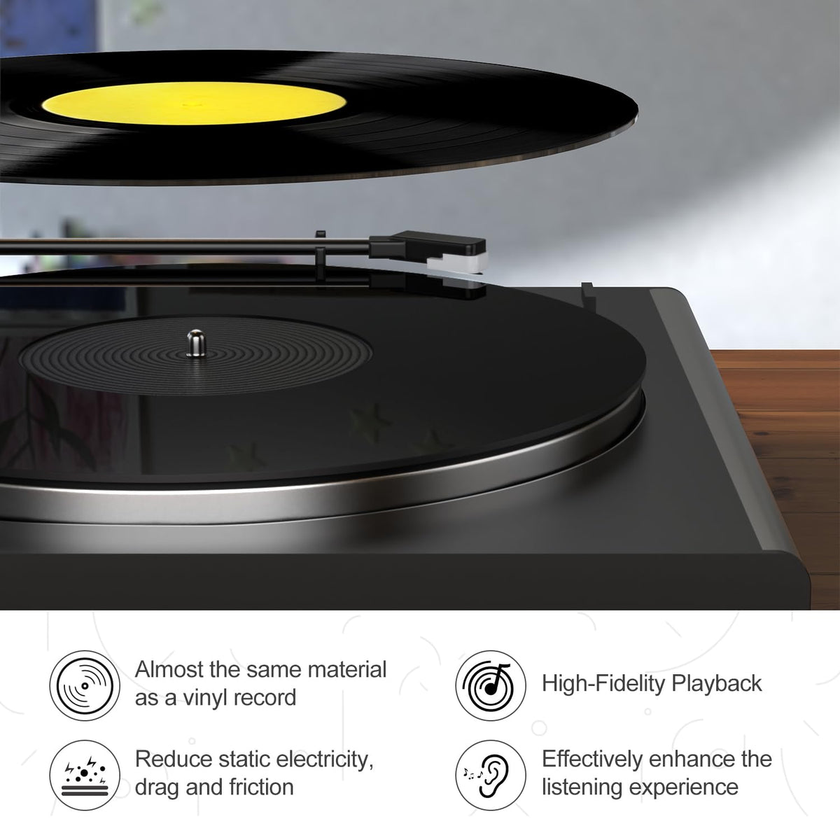 TAKMORK slipmat yields fuller, punchier sound with better stylus contact