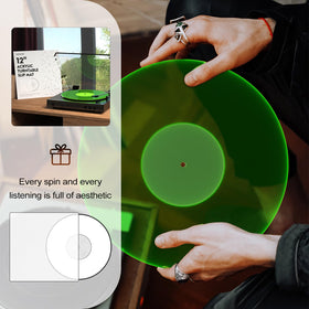 TAKMORK Green aesthetic glow enhances your turntable setup.