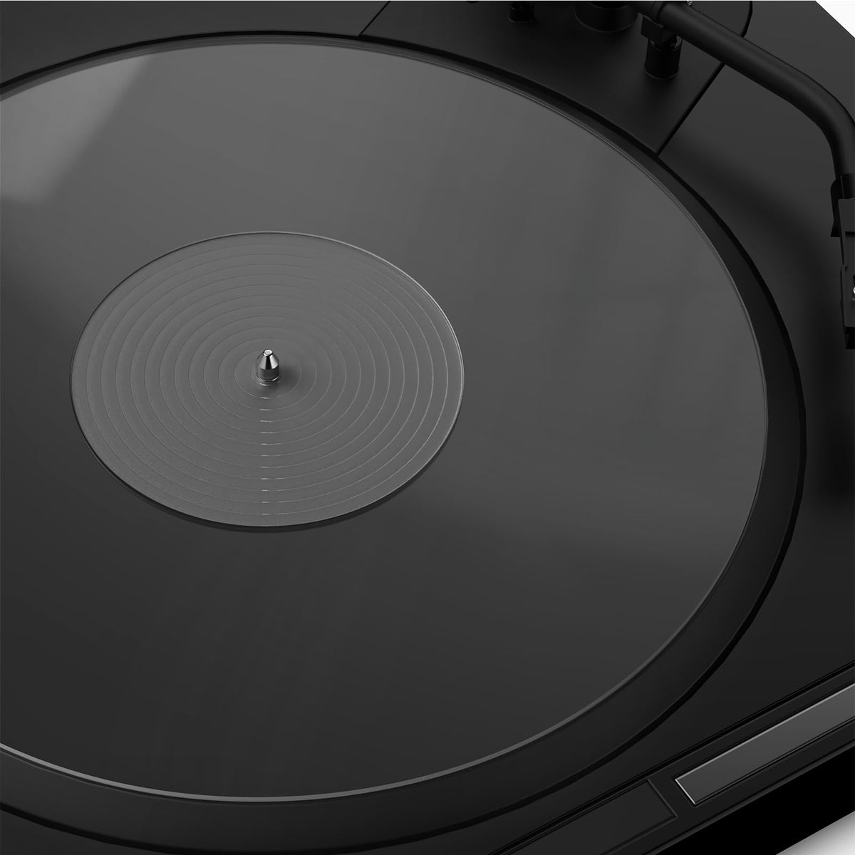TAKMORK acrylic clear slipmat on a turntable for enhanced clarity.