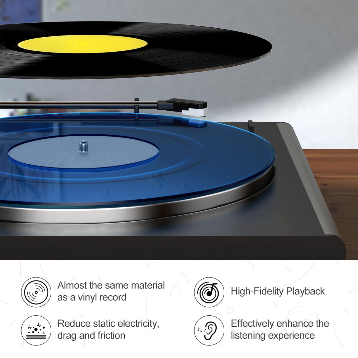 TAKMORK blue slipmat anti-static surface for quieter listening