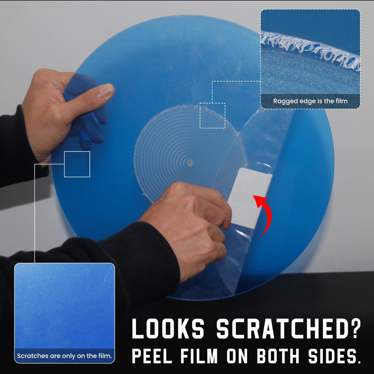 TAKMORK blue slipmat on a flat vinyl to illustrate contact