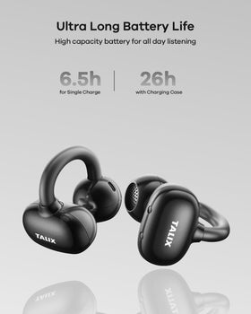 TALIX X6 offers 6.5 hours per charge plus 26 hours with the charging case.