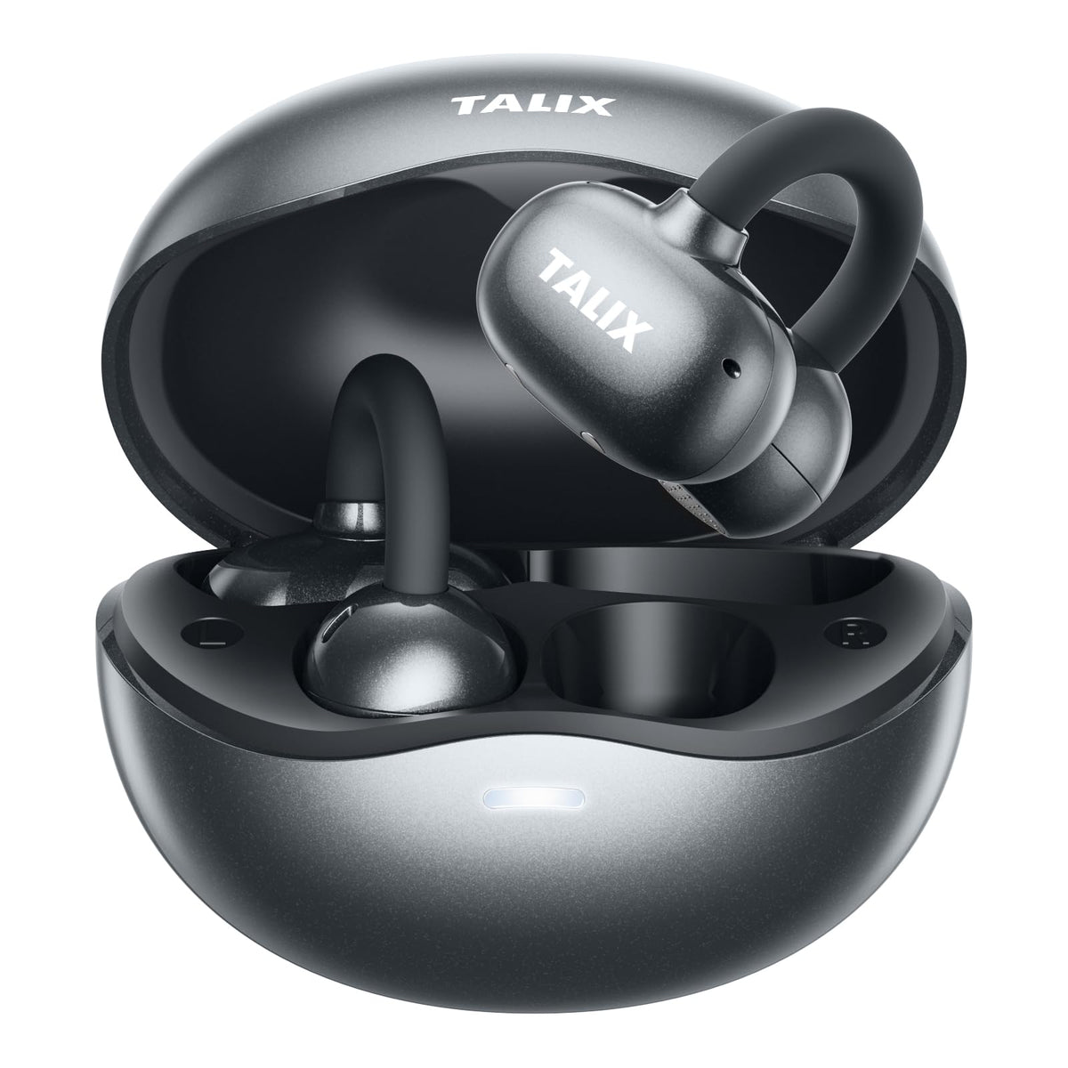 TALIX X6 open-ear earbuds front view for lightweight all-day comfort
