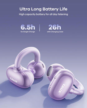 TALIX X6 open charging case and earbuds, conveys extended 26-hour playtime